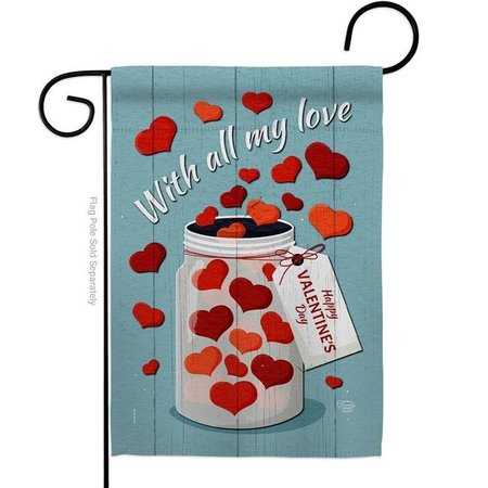 ORNAMENT COLLECTION Ornament Collection G192413-BO 13 x 18.5 in. With All My Love Garden Flag with Spring Valentines Double-Sided Decorative Vertical House Decoration Banner Yard Gift G192413-BO